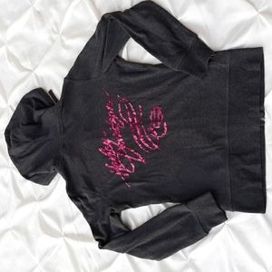 Harley Davidson Size XS Breast Cancer Awareness Grey Pink Sequin Hoodie